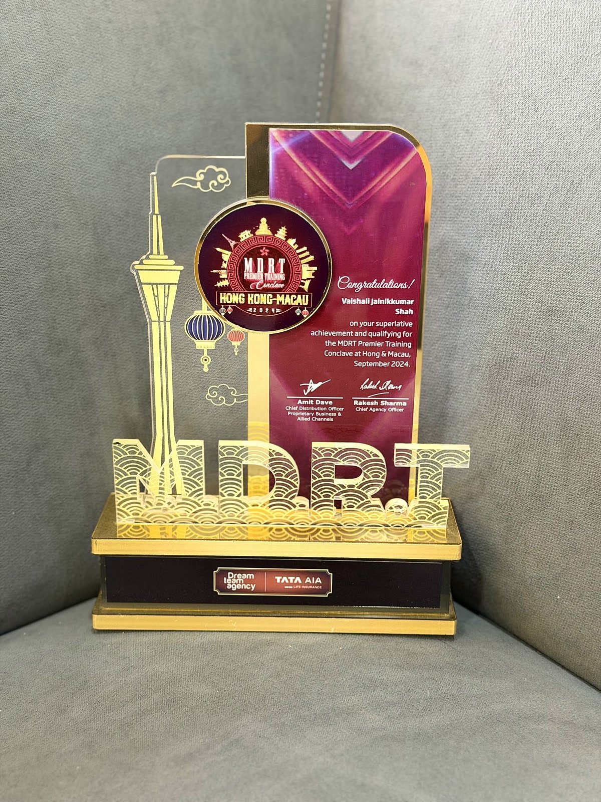 MDRT achievement trophy, Kuala Lumpur